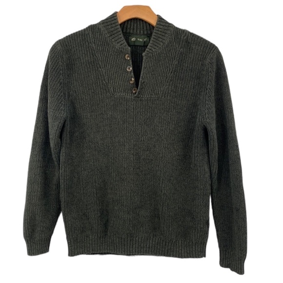 Eddie Bauer Sweater Mens Small Green‎ Knit Henley Outdoor Pullover Vintage - Picture 1 of 8